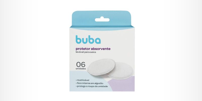 Absorvente lavável para seios, 6 unidades - Buba