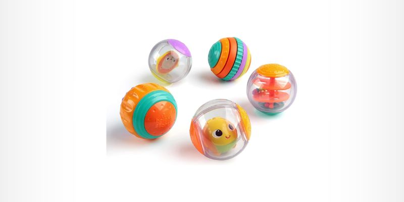 Kit com 5 Bolas Chocalho Shake & Spin Activity Balls - Bright Starts