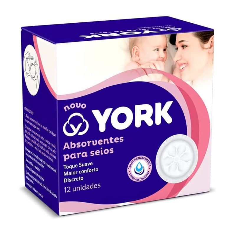 Absorvente descartável para seios, 12 unidades - York